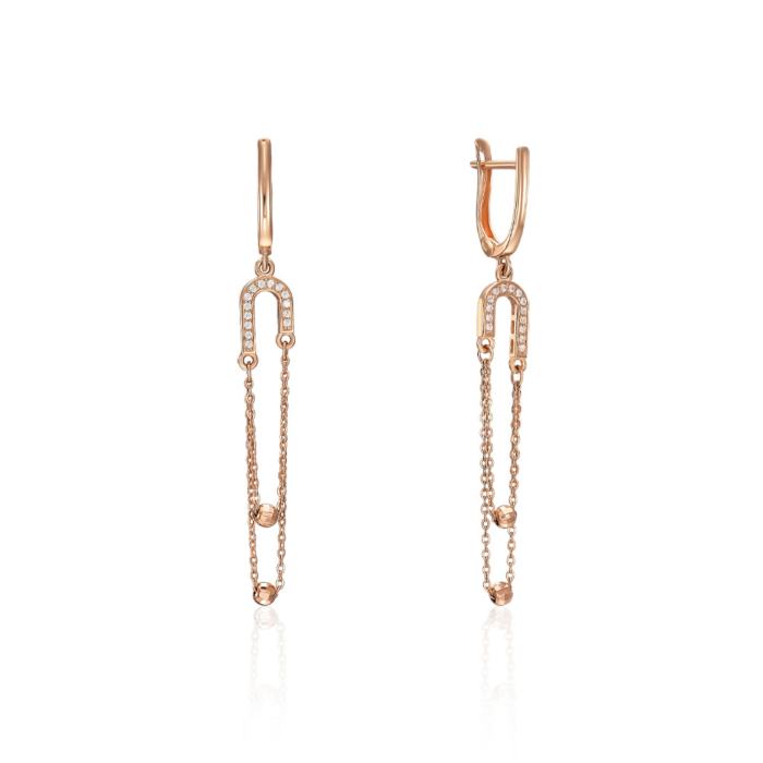 Золоті сережки з фіанітами. Артикул 02464-1/01/0/1