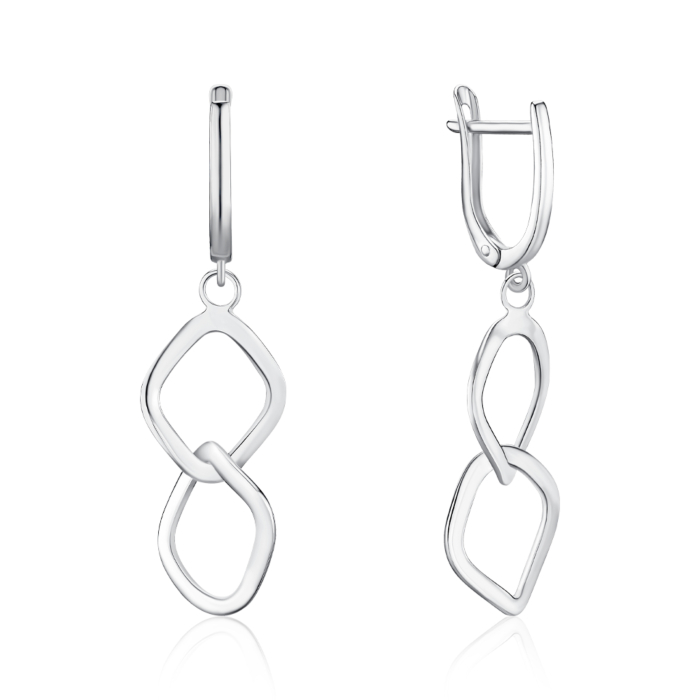 Серебряные серьги без вставки. Артикул 02491/12/1