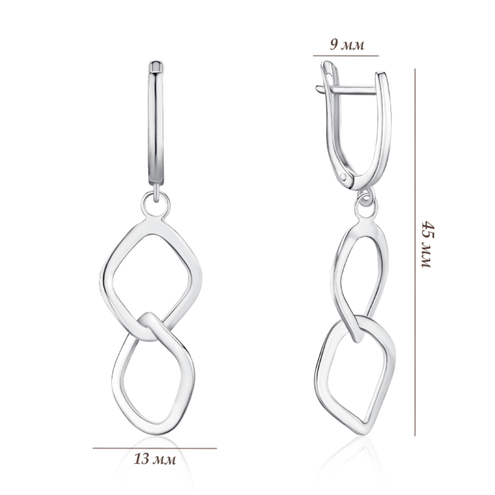 Серебряные серьги без вставки. Артикул 02491/12/1