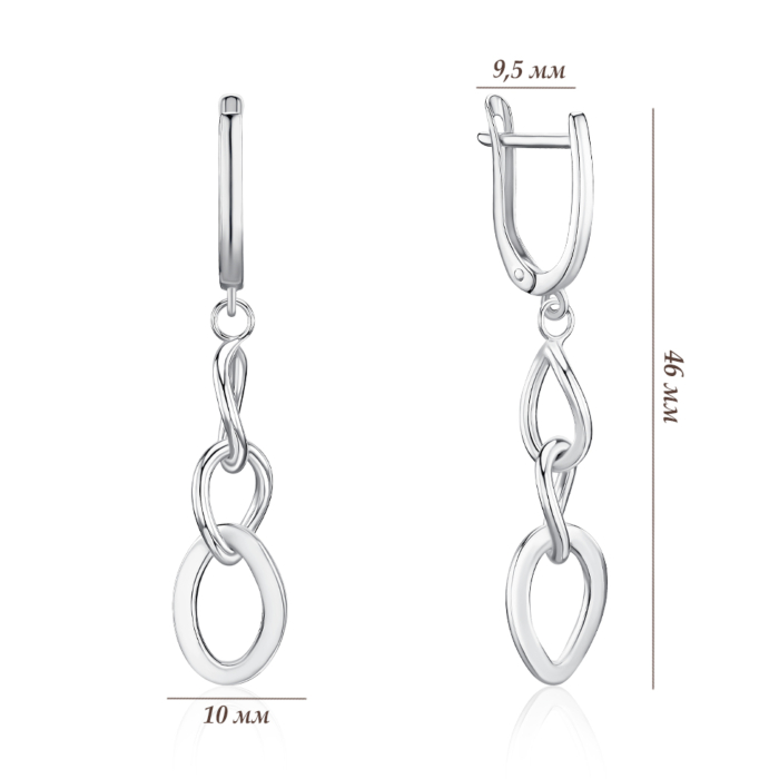Серебряные серьги без вставки. Артикул 02494/12/1