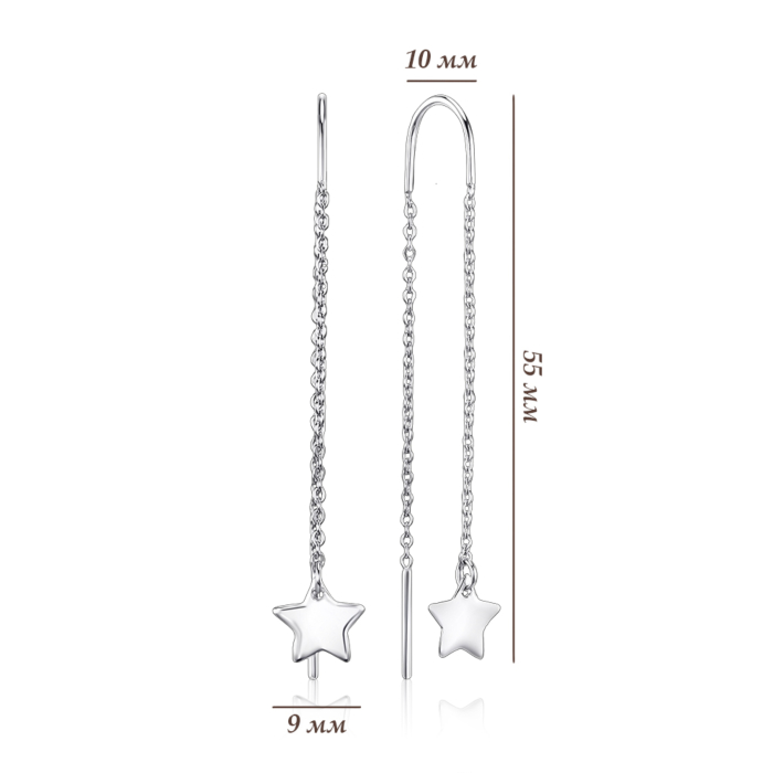 Серебряные серьги-протяжки Звездочки без вставки 02702/12/1