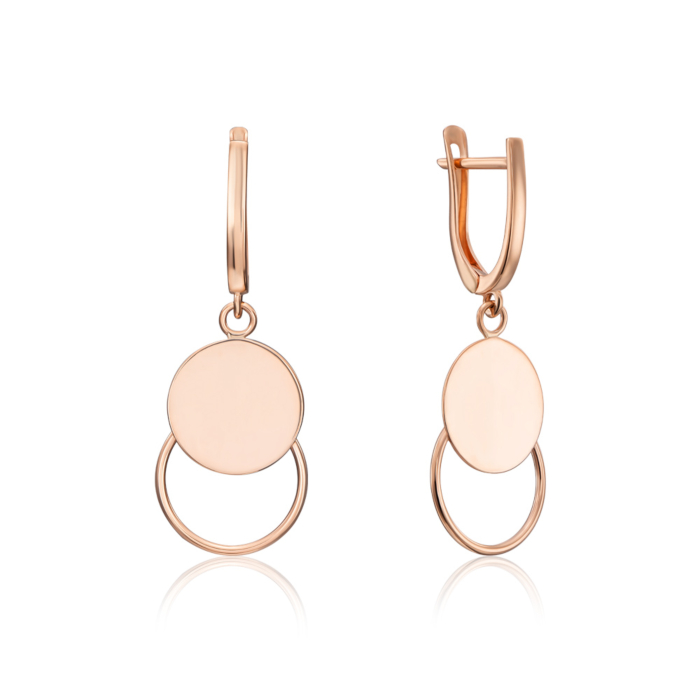 Золоті сережки-підвіски з алмазною гранню. Артикул 02723/01/0