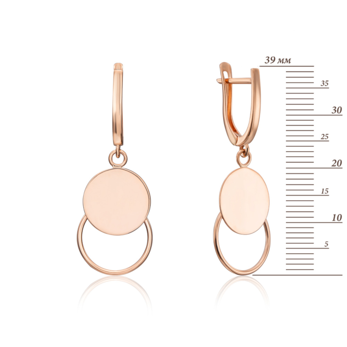 Золоті сережки-підвіски з алмазною гранню. Артикул 02723/01/0