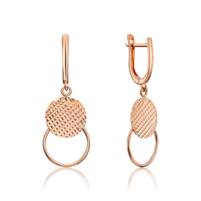 Золотые серьги-подвески с алмазной гранью. Артикул 02723-1/01/2