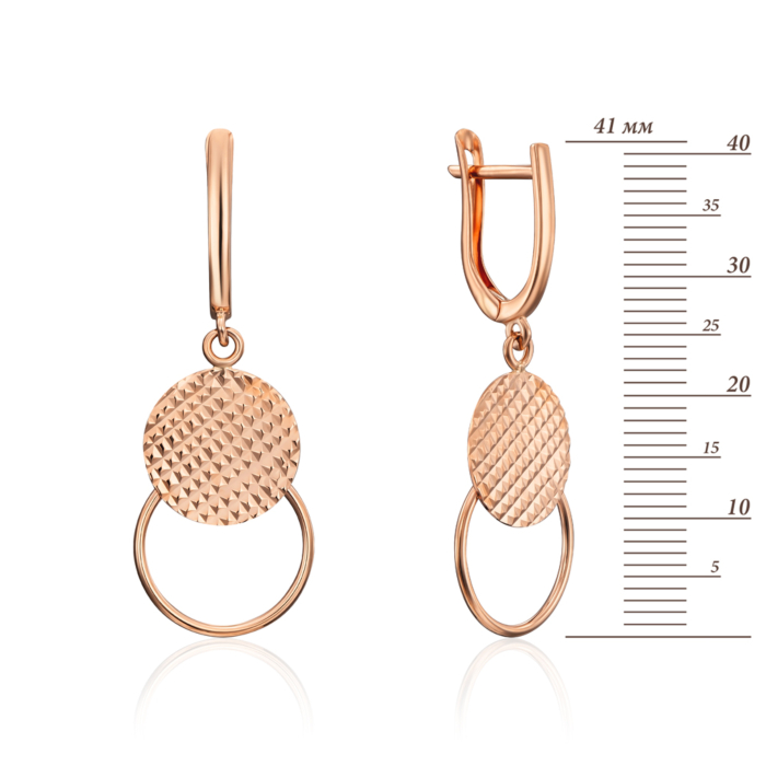 Золотые серьги-подвески с алмазной гранью. Артикул 02723-1/01/2