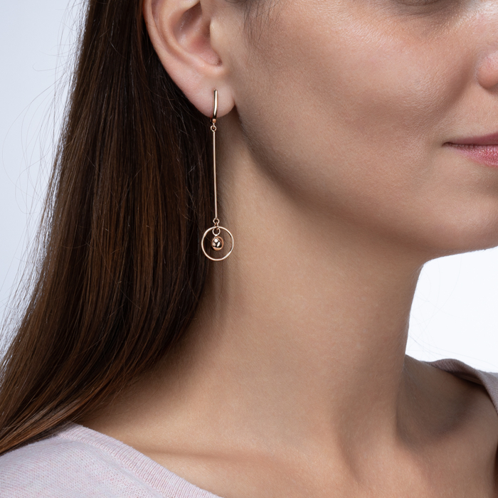 Золотые серьги-подвески с алмазной гранью. Артикул 02740/01/0