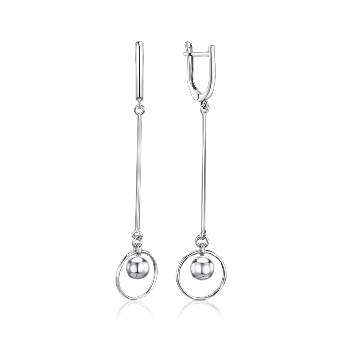 Срібні сережки-підвіски Кулі без вставки 02740/12/1