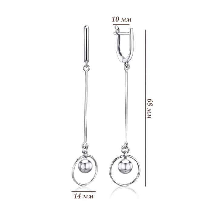 Срібні сережки-підвіски Кулі без вставки 02740/12/1