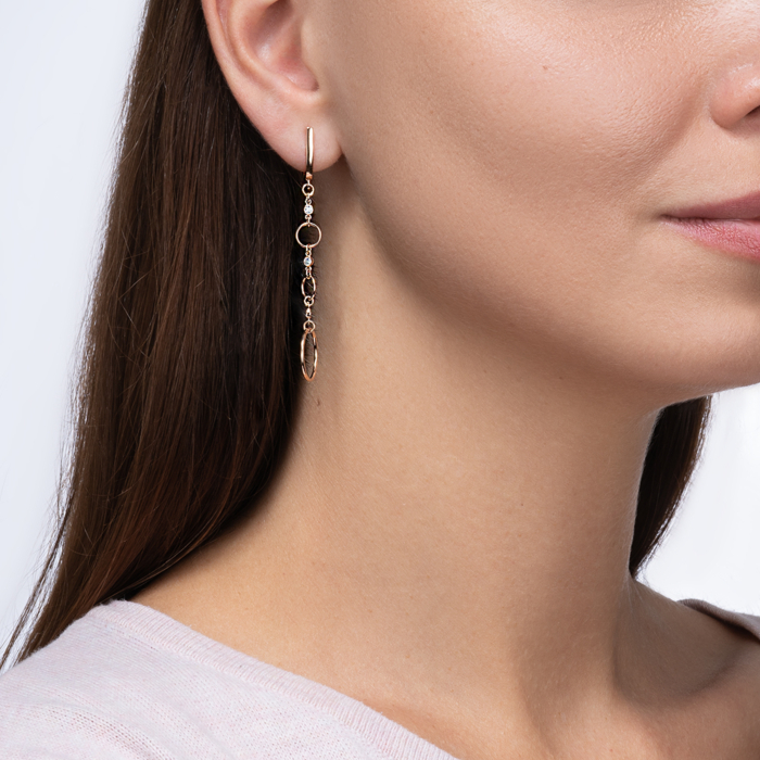 Золоті сережки-підвіски з фіанітами. Артикул 02744/01/0/17