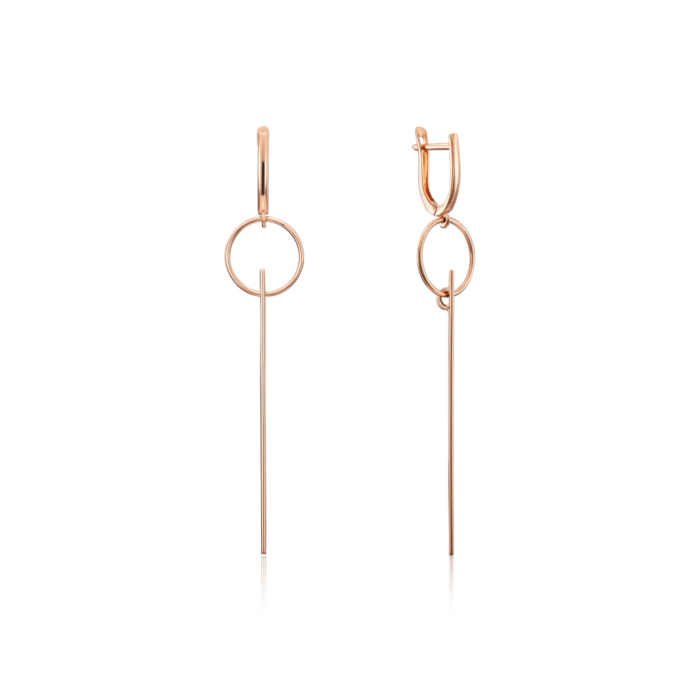 Золоті сережки-підвіски з алмазною гранню. Артикул 02754/01/0