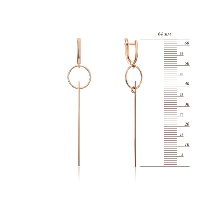 Золоті сережки-підвіски з алмазною гранню. Артикул 02754/01/0