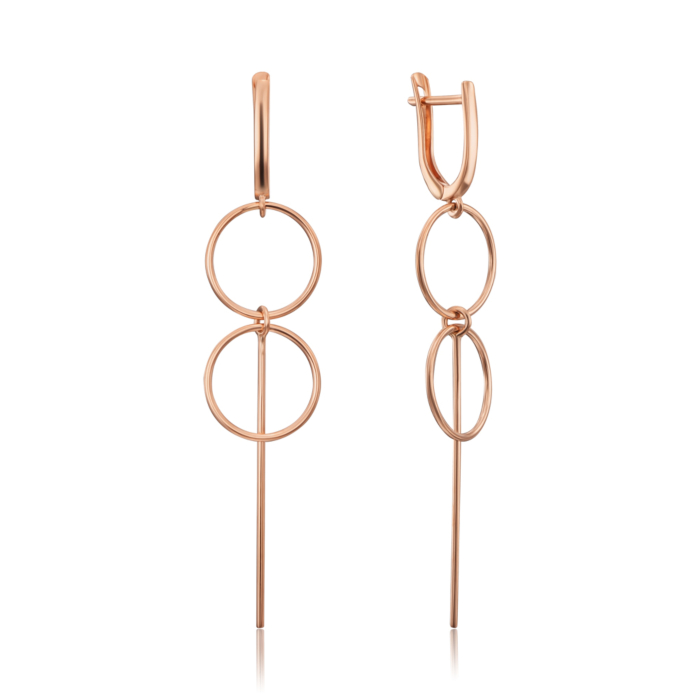 Золотые серьги-подвески с алмазной гранью. Артикул 02760/01/0