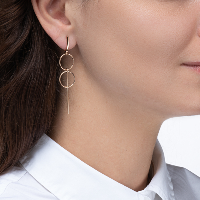 Золотые серьги-подвески с алмазной гранью. Артикул 02760/01/0