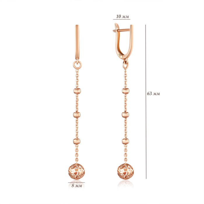 Золотые серьги-подвески. Артикул 02779/01/0