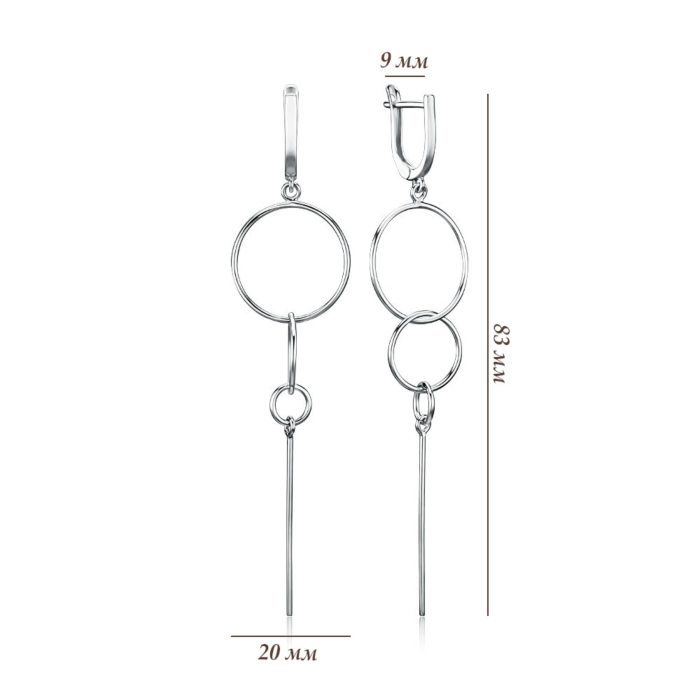 Серебряные серьги без вставки. Артикул 02788/12/1