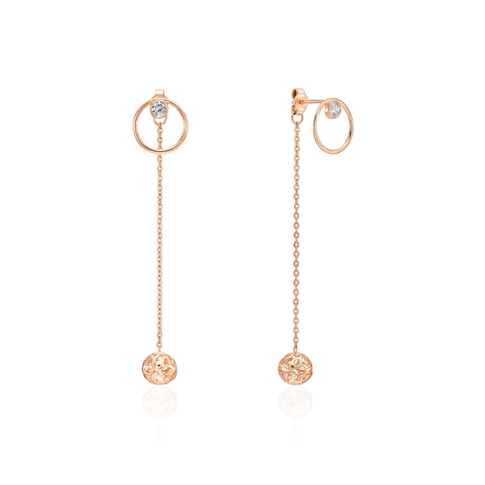 Золоті сережки-підвіски з фіанітом. Артикул 02798-1/01/0/28