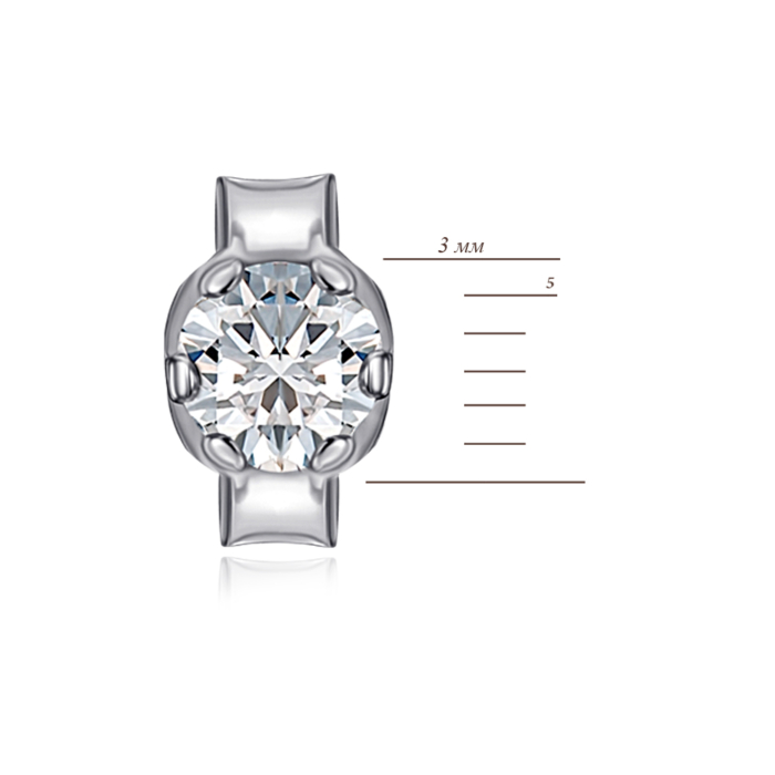 Серебряные пуссеты с фианитом. Артикул 02812-6/12/1/28