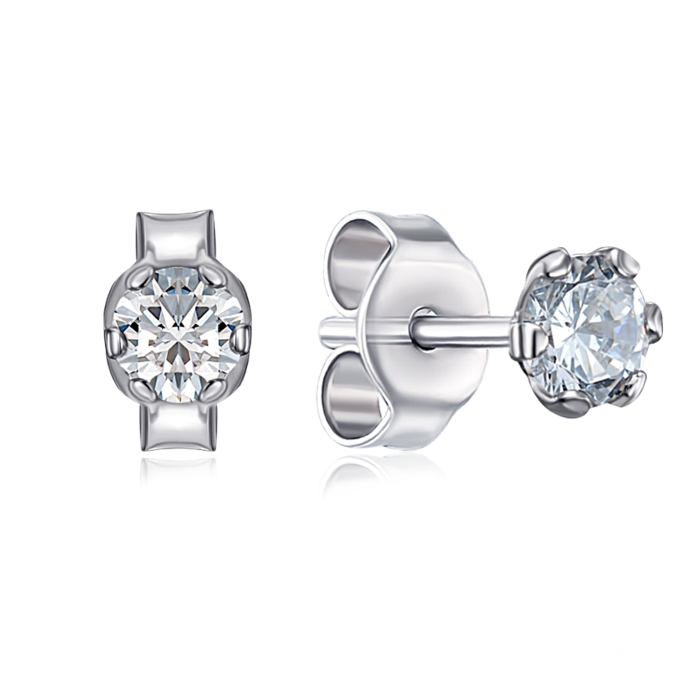 Серебряные пуссеты с фианитом. Артикул 02812-6/12/1/28