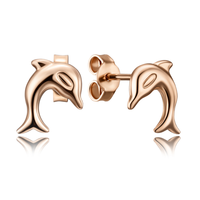 Золотые пуссеты «Дельфины». Артикул 02817