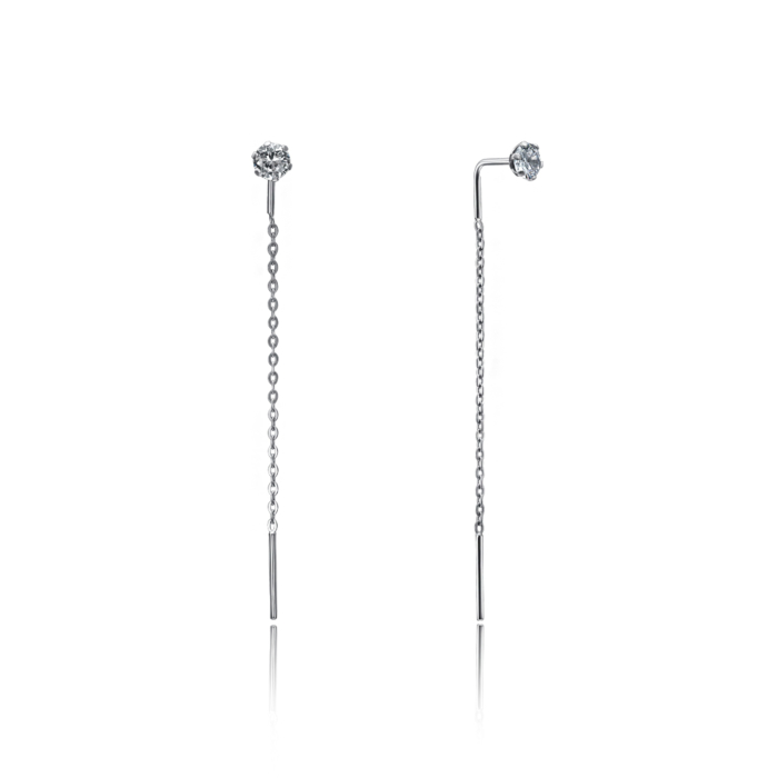 Золотые серьги-протяжки с фианитом. Артикул 02821-1/02/1/29