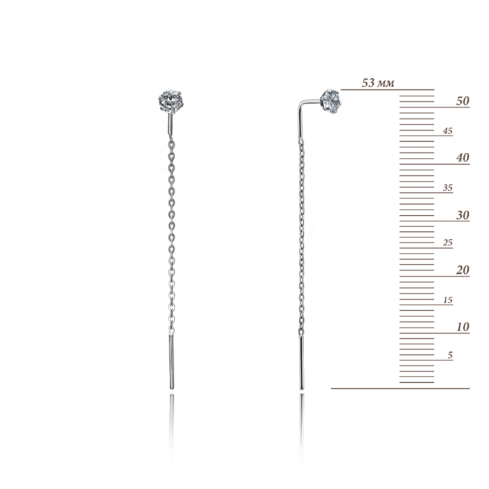 Золотые серьги-протяжки с фианитом. Артикул 02821-1/02/1/29