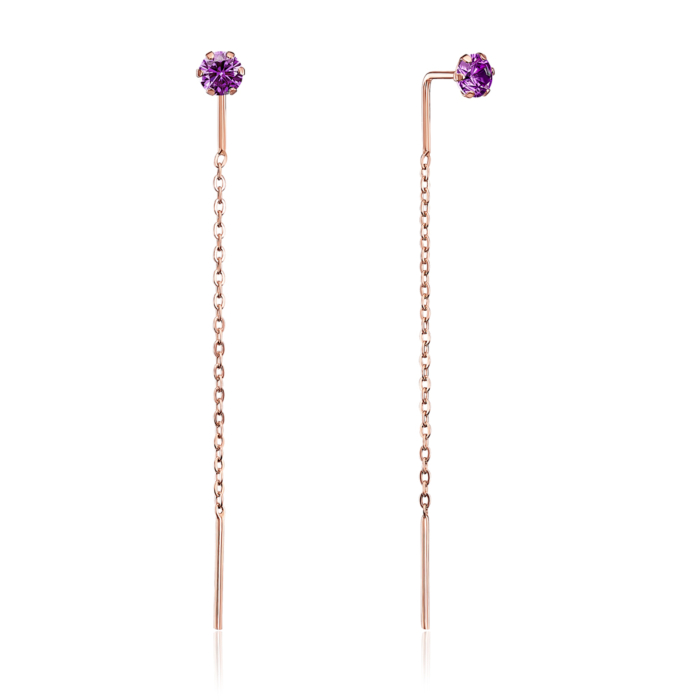 Золоті сережки-протяжки (продевки) з фіанітами. Артикул 02821ф