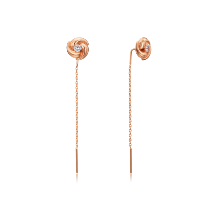 Золоті сережки-протяжки з фіанітами. Артикул 02827/01/0/28