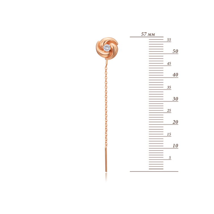 Золоті сережки-протяжки з фіанітами. Артикул 02827/01/0/28