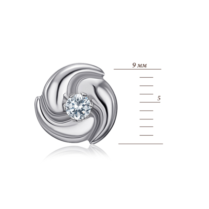 Серебряные пуссеты с фианитом. Артикул 02832/12/1/28