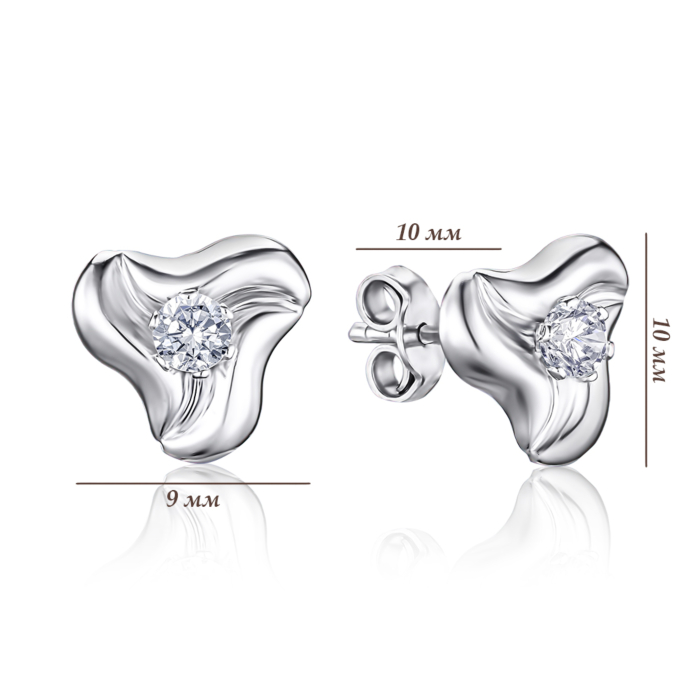 Серебряные серьги-пуссеты с фианитом 02833/12/1/28