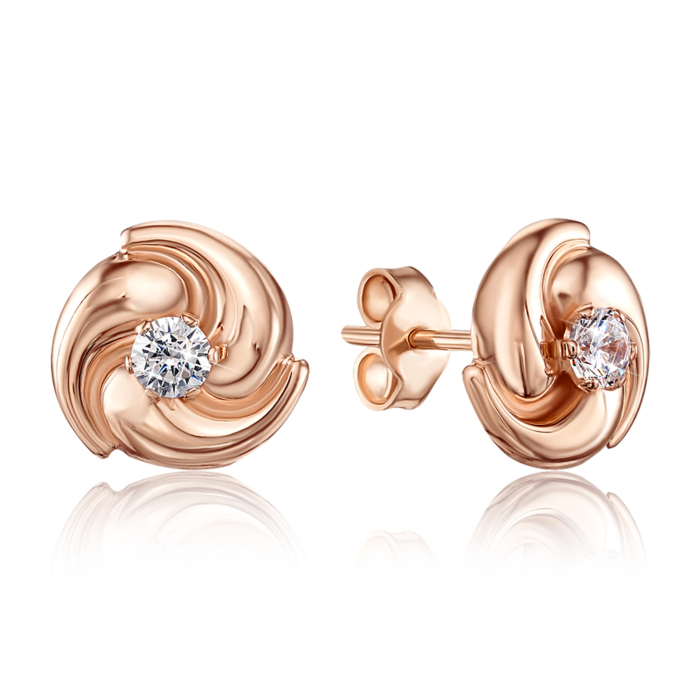 Золоті пусети з фіанітом. Артикул 02832/01/0/28