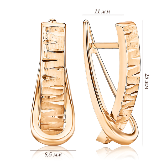 Золотые серьги без вставки. Артикул 02924-15/01/2