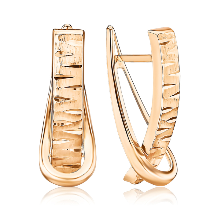 Золотые серьги без вставки. Артикул 02924-15/01/2