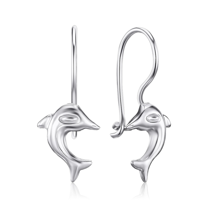 Срібні сережки Дельфіни без вставки 02959/12/1