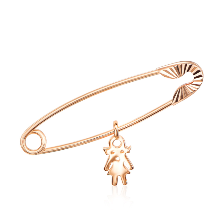 Золота брошка-булавка «Лялька» без вставки. Артикул 04028/01/2 (04028)