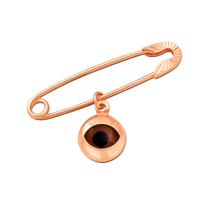 Золота брошка-булавка з підвіскою «Око». Артикул 04029/кор