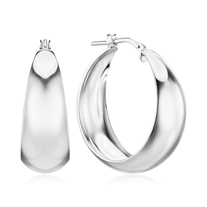 Срібні сережки-конго без вставки. Артикул 0473F ORM134AV3-9-E/12