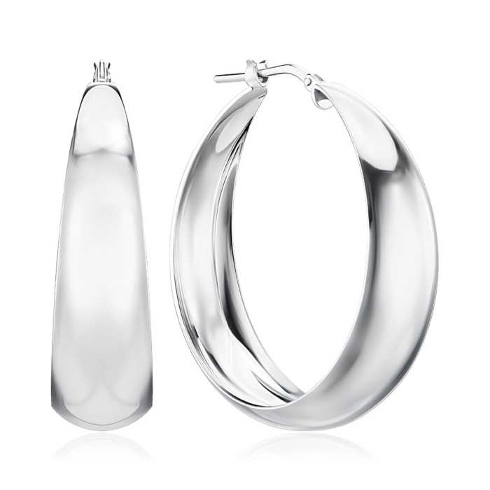 Срібні сережки-конго без вставки. Артикул 0473F ORM134AV4-9-E/12