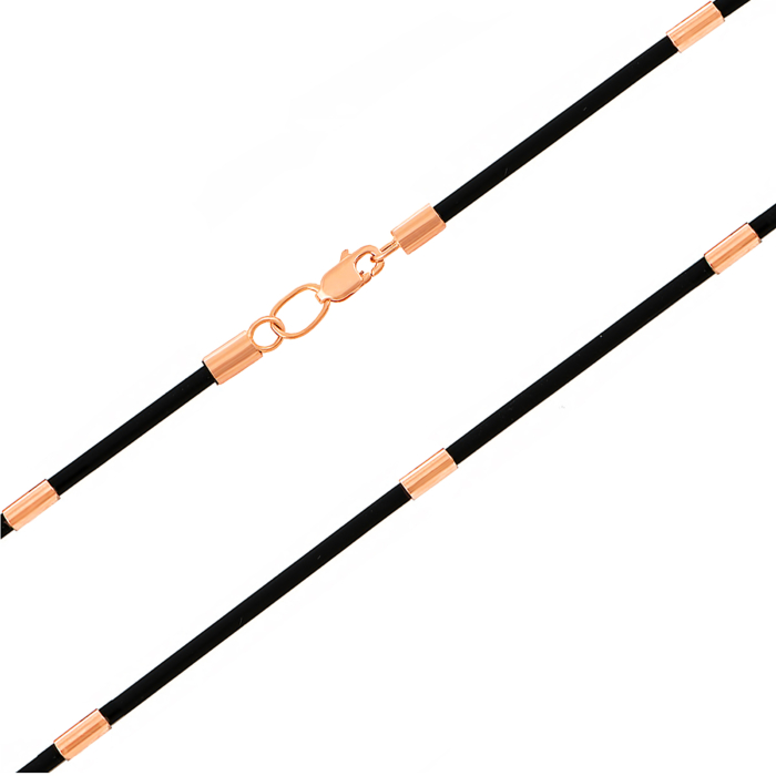 Ювелірний шнурок з каучуку із золотими вставками. Артикул 06107