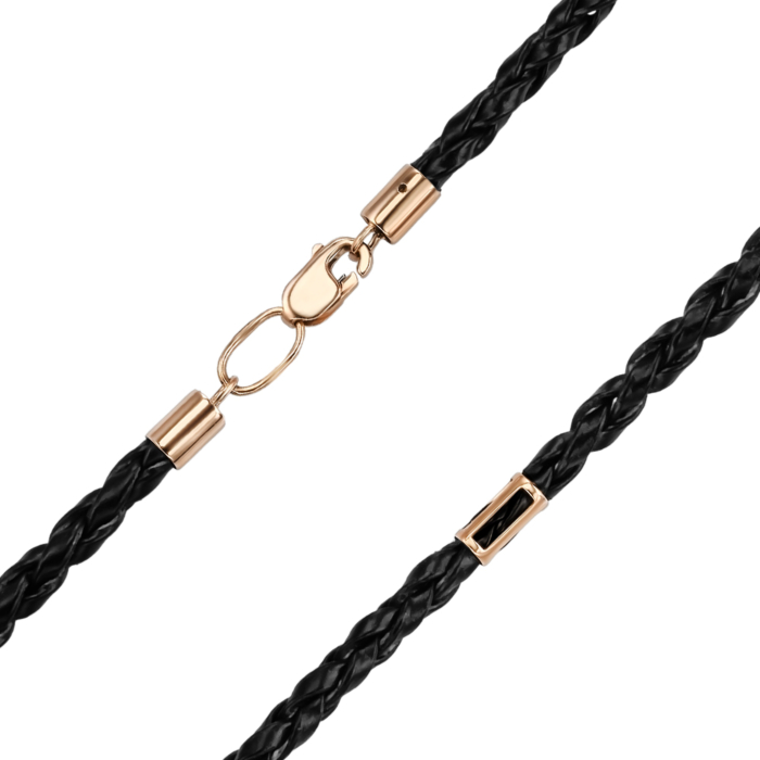 Ювелірний шнурок з синтетичної шкіри з вставками золота 06108-64/01/0