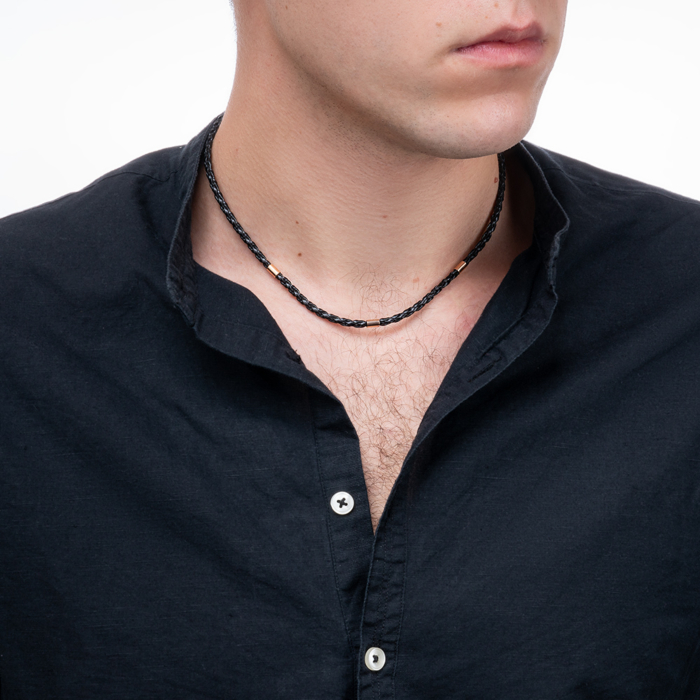 Ювелірний шнурок зі шкіри з золотими вставками. Артикул 06108 (06108/01/0)