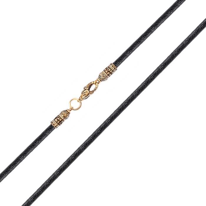 Шкіряний ювелірний шнурок з золотим замком. Артикул 06111/130ч.нч