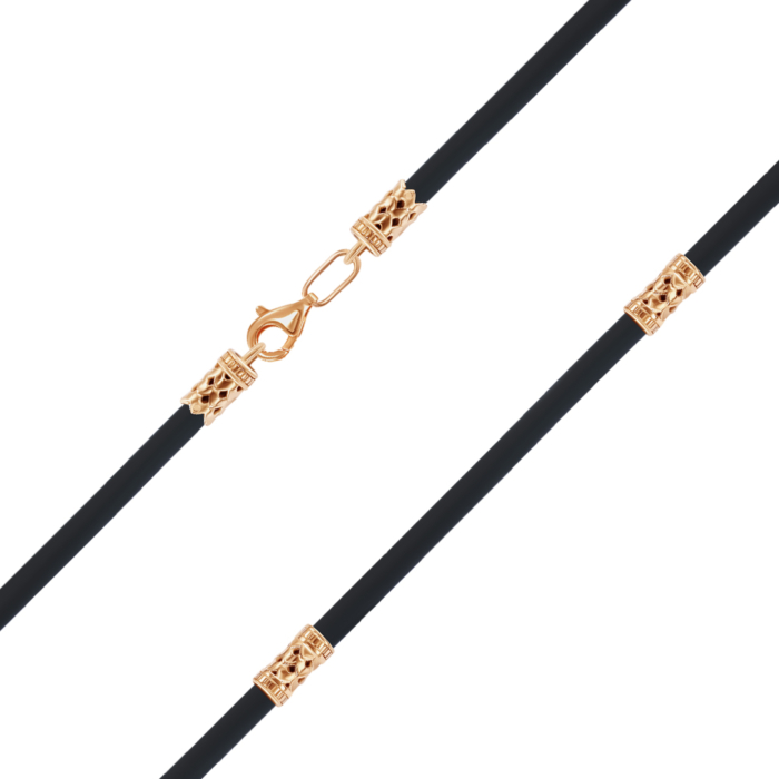Ювелірний шнурок з каучуку із золотими вставками 06114/01/0