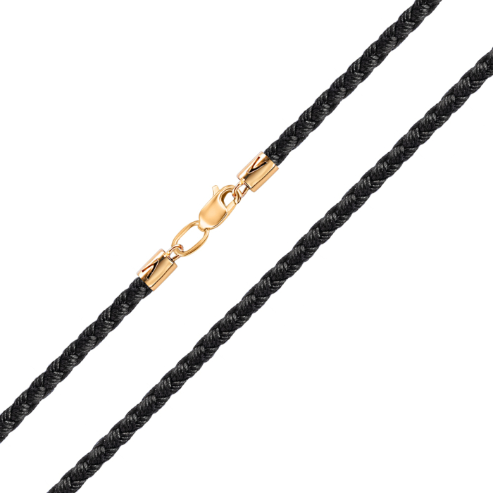 Шелковый ювелирный шнурок с золотым замком. Артикул 06115/01/0