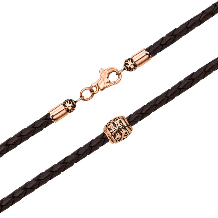 Ювелірний шнурок з натуральної шкіри з золотими вставками. Артикул 06122/507нк