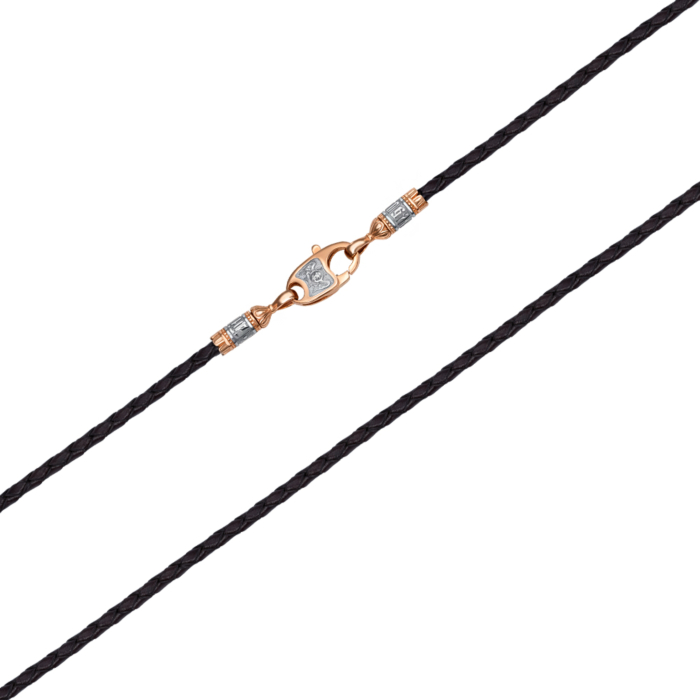 Ювелирный шнурок из кожи с золотым замком. Артикул 06132-230-2/01/1