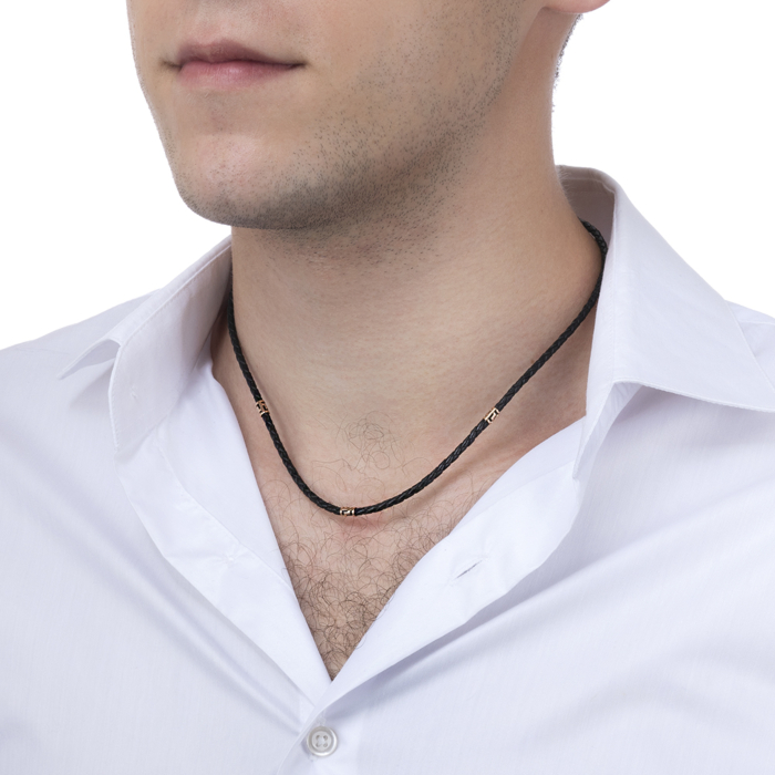 Шкіряний шнурок із золотою застібкою. Артикул 06153-230-55-1/01/0