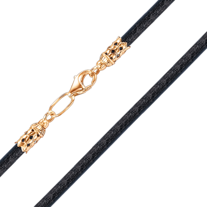 Шкіряний ювелірний шнурок з золотим замком. Артикул 06154-130-1/01/0