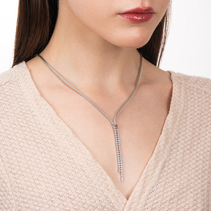 Срібне кольє з фіанітами. Артикул 0637FSET5730_CL-K/12/1