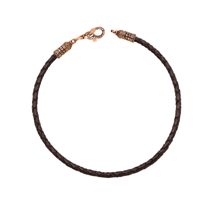 Браслет з натуральної шкіри з золотими вставками. Артикул 07111/230ч.нк